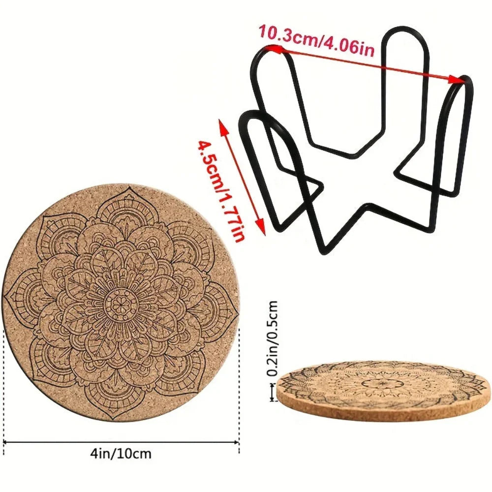 Set of 8-Piece Premium Cork Coasters - House Of Avana