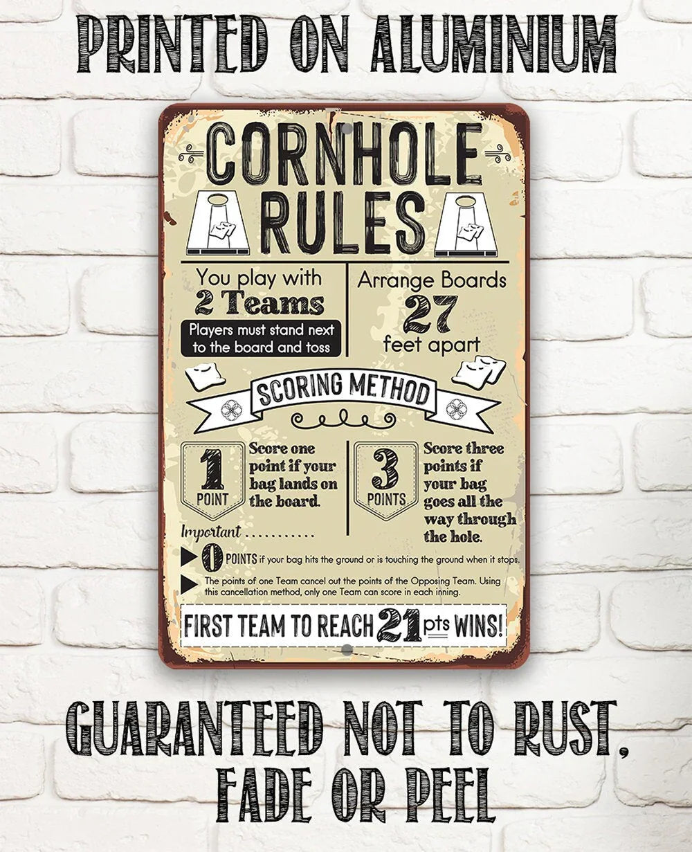 Cornhole Rules - Metal Sign Lone Star Art