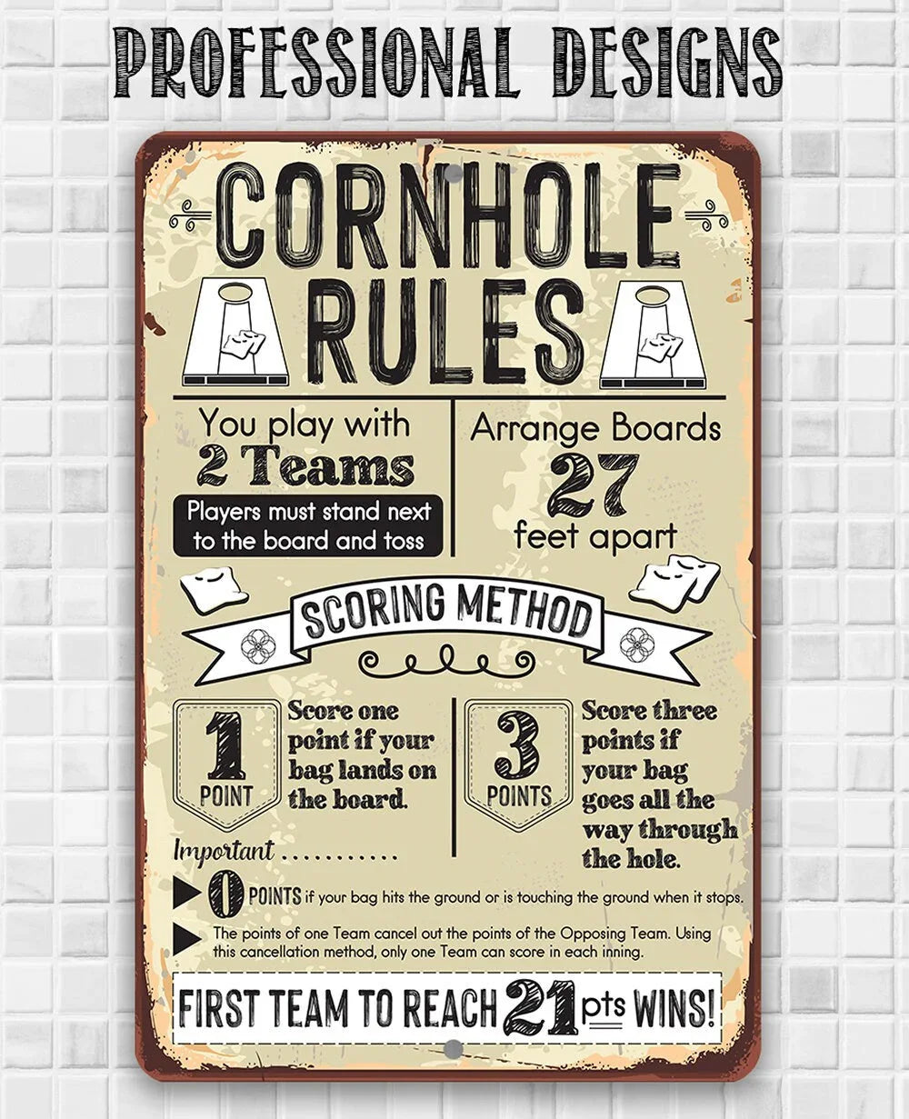 Cornhole Rules - Metal Sign Lone Star Art