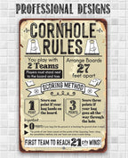 Cornhole Rules - Metal Sign Lone Star Art