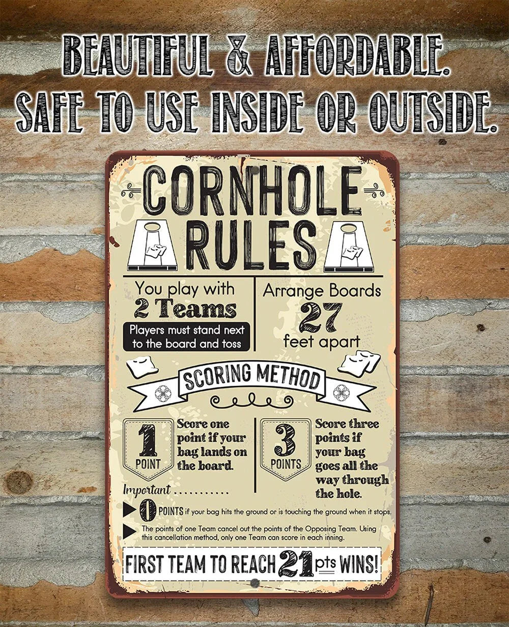 Cornhole Rules - Metal Sign Lone Star Art