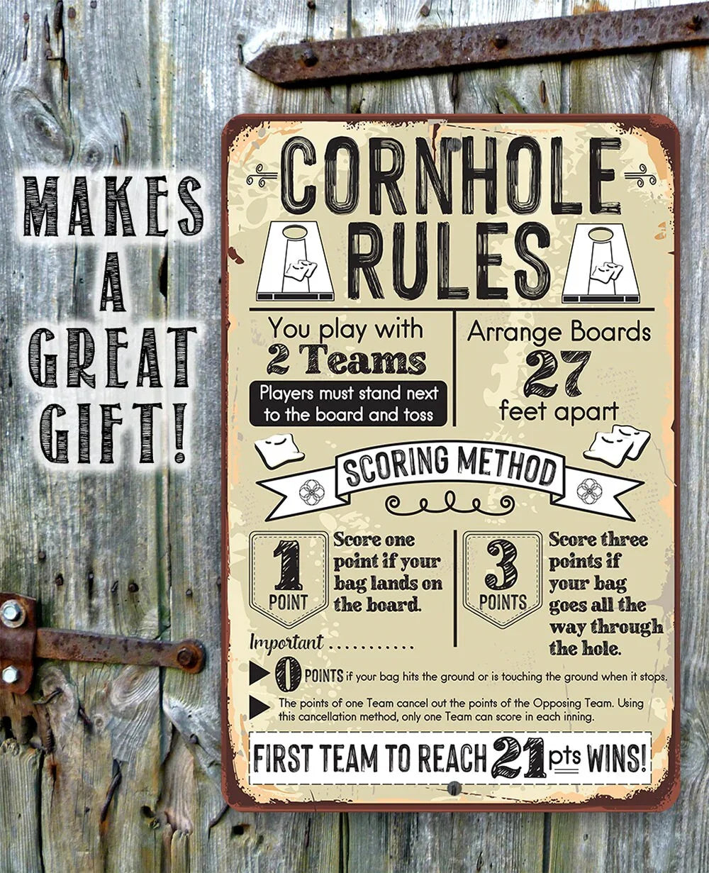 Cornhole Rules - Metal Sign Lone Star Art