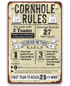 Cornhole Rules - Metal Sign Lone Star Art