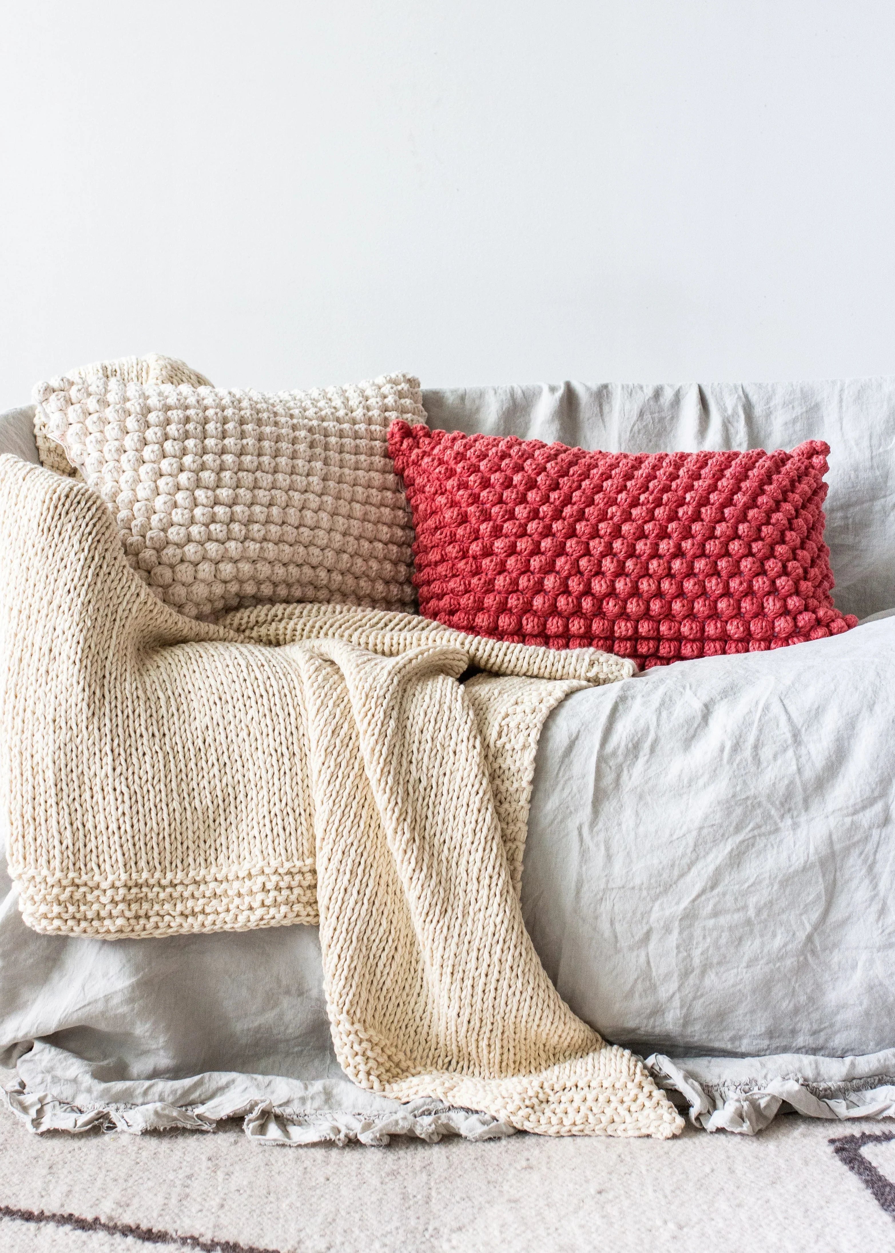 Cotton Bobbles Textured Throw Pillow - House Of Avana