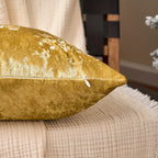 Cotton Christmas Pillow Cover 18x18 Inches, White with Golden Snowflake Design - House Of Avana