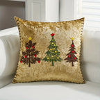 Cotton Christmas Pillow Cover 18x18 Inches, White with Golden Snowflake Design - House Of Avana