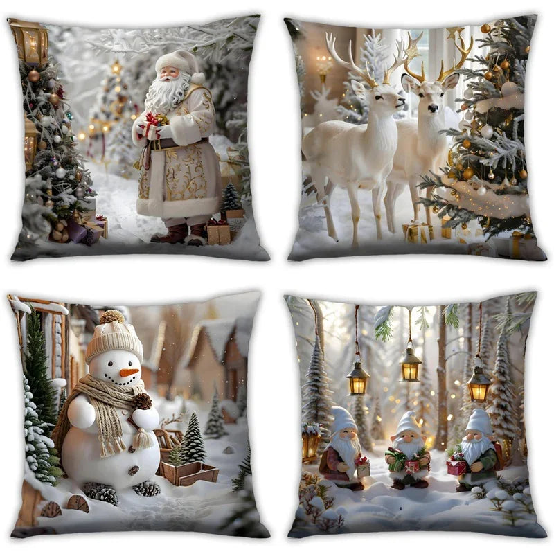 Cotton Christmas Pillow Covers, Santa Claus Pattern, Nordic Style Home Decor - House Of Avana