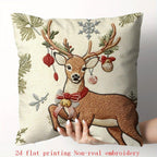 Cotton Pillow Covers with Embroidered Christmas Tree, 17.72" X 17.72" Zipper Cushion Cover - House Of Avana