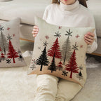 Cotton Throw Covers, Beige Snowflake Design, 40.64x45.72 Cm Single-sided Printed Pink and White - House Of Avana