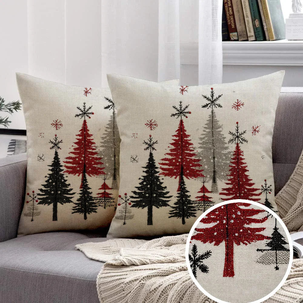Cotton Throw Covers, Beige Snowflake Design, 40.64x45.72 Cm Single-sided Printed Pink and White - House Of Avana