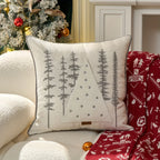 Cotton Throw Pillow Cover - Snowhouse & Tree Design with Golden Stars, Red & White - House Of Avana