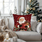 Cotton Throw Pillow Covers, Zipper Closure, 45.72x45.72 Cm, Retro Christmas Designs - House Of Avana