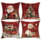 Cotton Throw Pillow Covers, Zipper Closure, 45.72x45.72 Cm, Retro Christmas Designs - House Of Avana