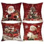 Cotton Throw Pillow Covers, Zipper Closure, 45.72x45.72 Cm, Retro Christmas Designs - House Of Avana [[SKU:HOA-CUS-024]]