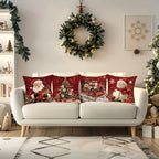 Cotton Throw Pillow Covers, Zipper Closure, 45.72x45.72 Cm, Retro Christmas Designs - House Of Avana [[SKU:HOA-CUS-024]]