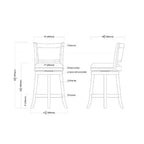 Counter Height Barstool in Cherry Wood Finish with Black Padded Swivel Seat