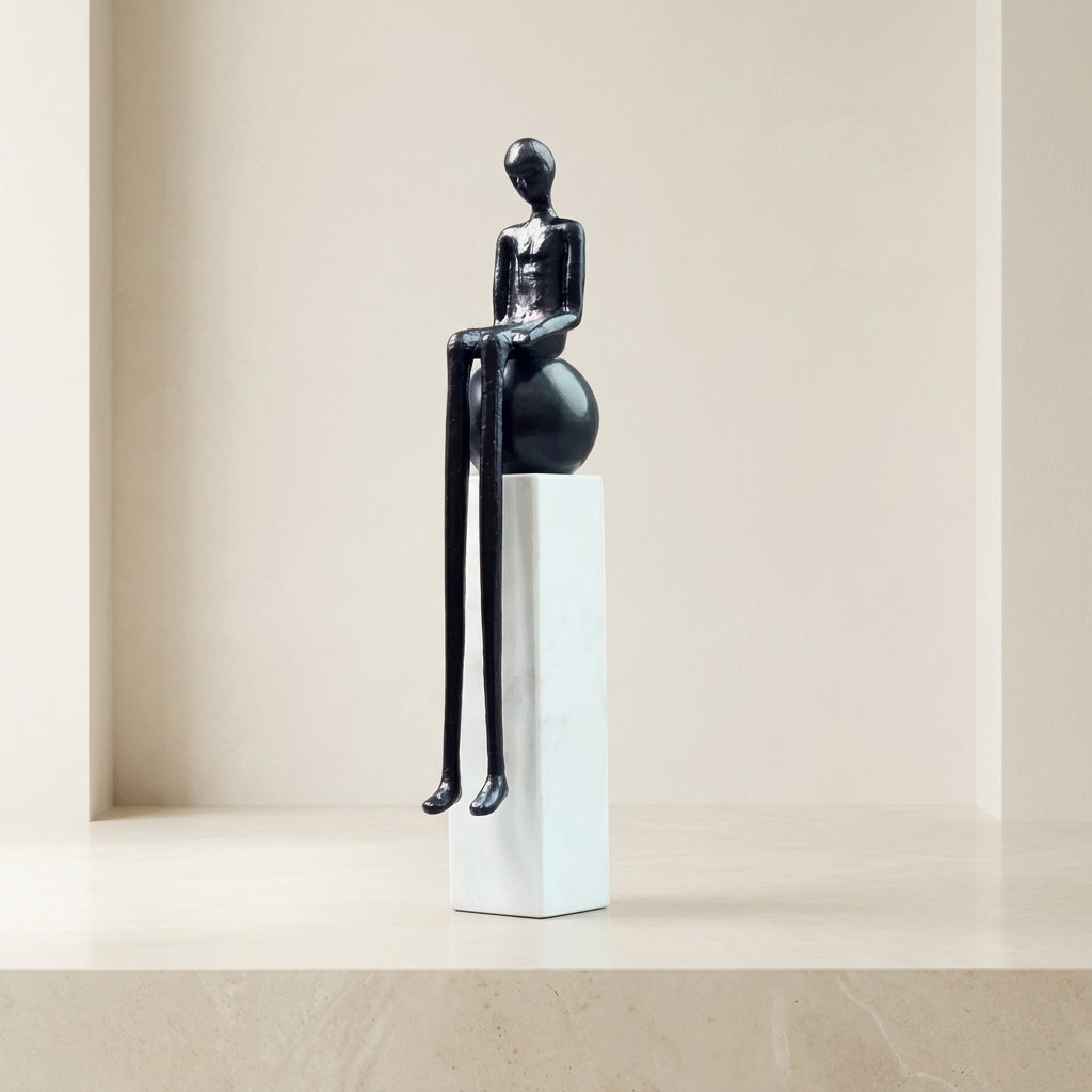 Abstract Seated Figure Statue Metal Sculpture Home Decor