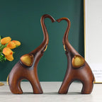 Creative Wood Grain Elephant Figurine Set | Animal Sculpture | texture detail | Traditional home decor | House of Avana