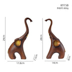 Creative Wood Grain Elephant Figurine Set | Animal Sculpture | in-room display | Traditional home decor | House of Avana
