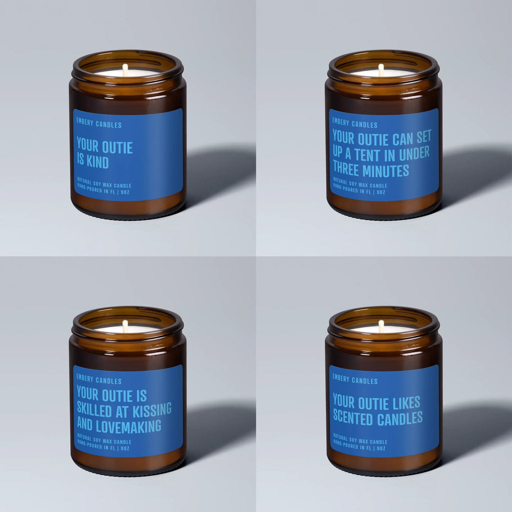 Custom Outie Wellness Fact | Soy Wax Scented Candle, side view - House Of Avana