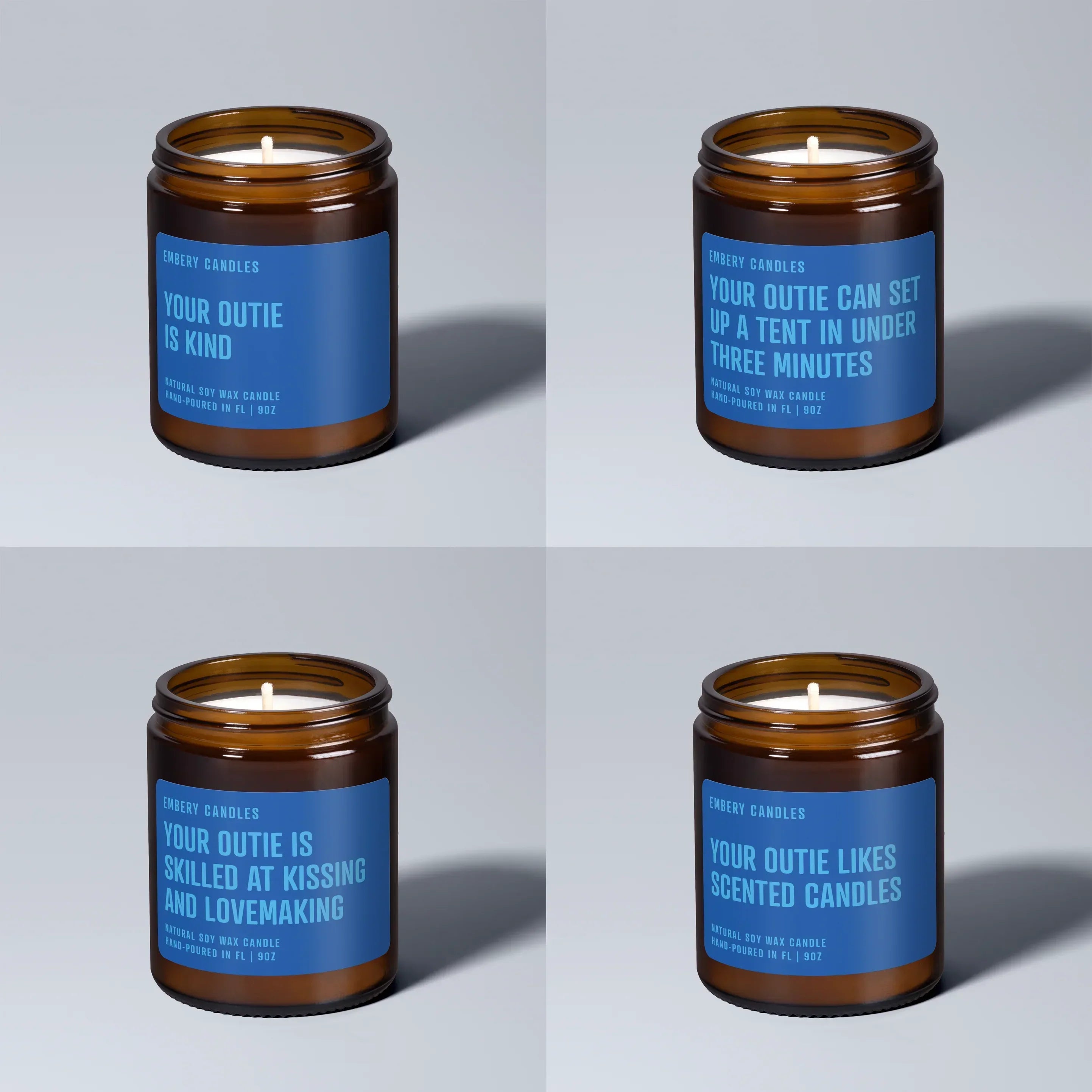 Custom Outie Wellness Fact | Soy Wax Scented Candle, side view - House Of Avana