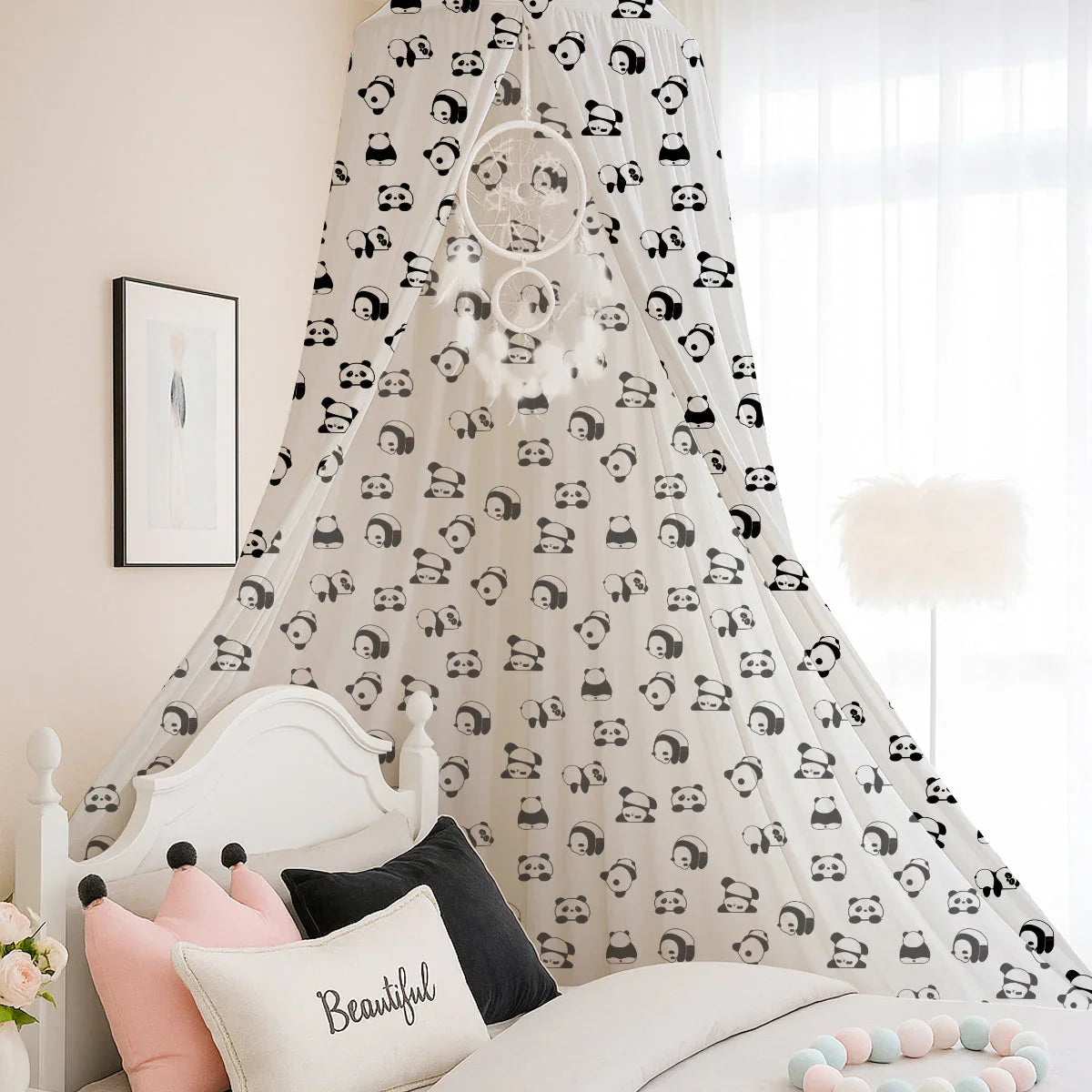 Cute-Panda Printed Canopy PushpLinen