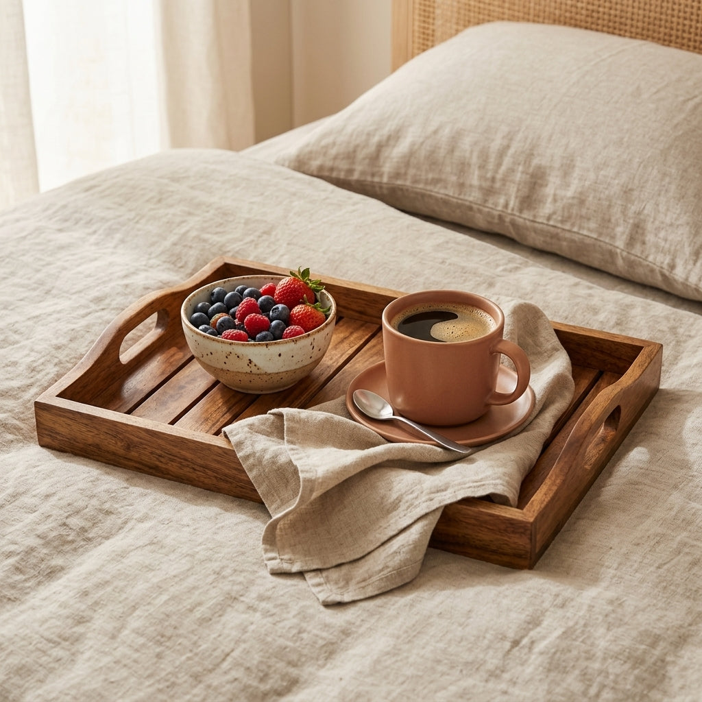 House of Avana Rectangular Mango Wood Serving Tray Large