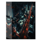 Cyberpunk Cityscape Glass Wall Art – Neon Lit Futuristic Skyline UV Print-KAFCD031 Peony Atelier