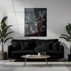Cyberpunk Cityscape Glass Wall Art – Neon Lit Futuristic Skyline UV Print-KAFCD031 Peony Atelier