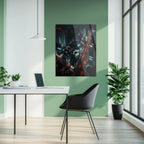 Cyberpunk Cityscape Glass Wall Art – Neon Lit Futuristic Skyline UV Print-KAFCD031 Peony Atelier