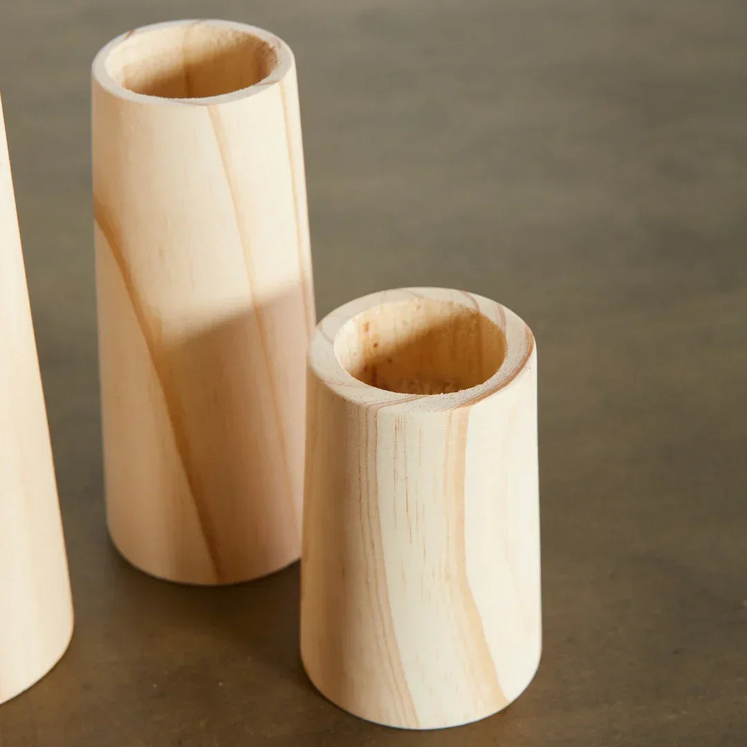 Cylinder Eucalyptus Wood Tealight Candle Holder Kanju Interiors