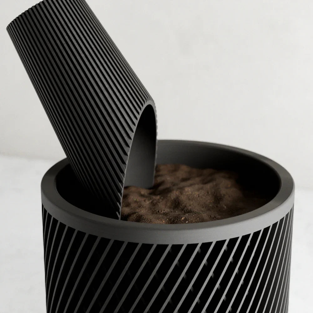 Cylindrical Soil Scoop, angled view - House Of Avana