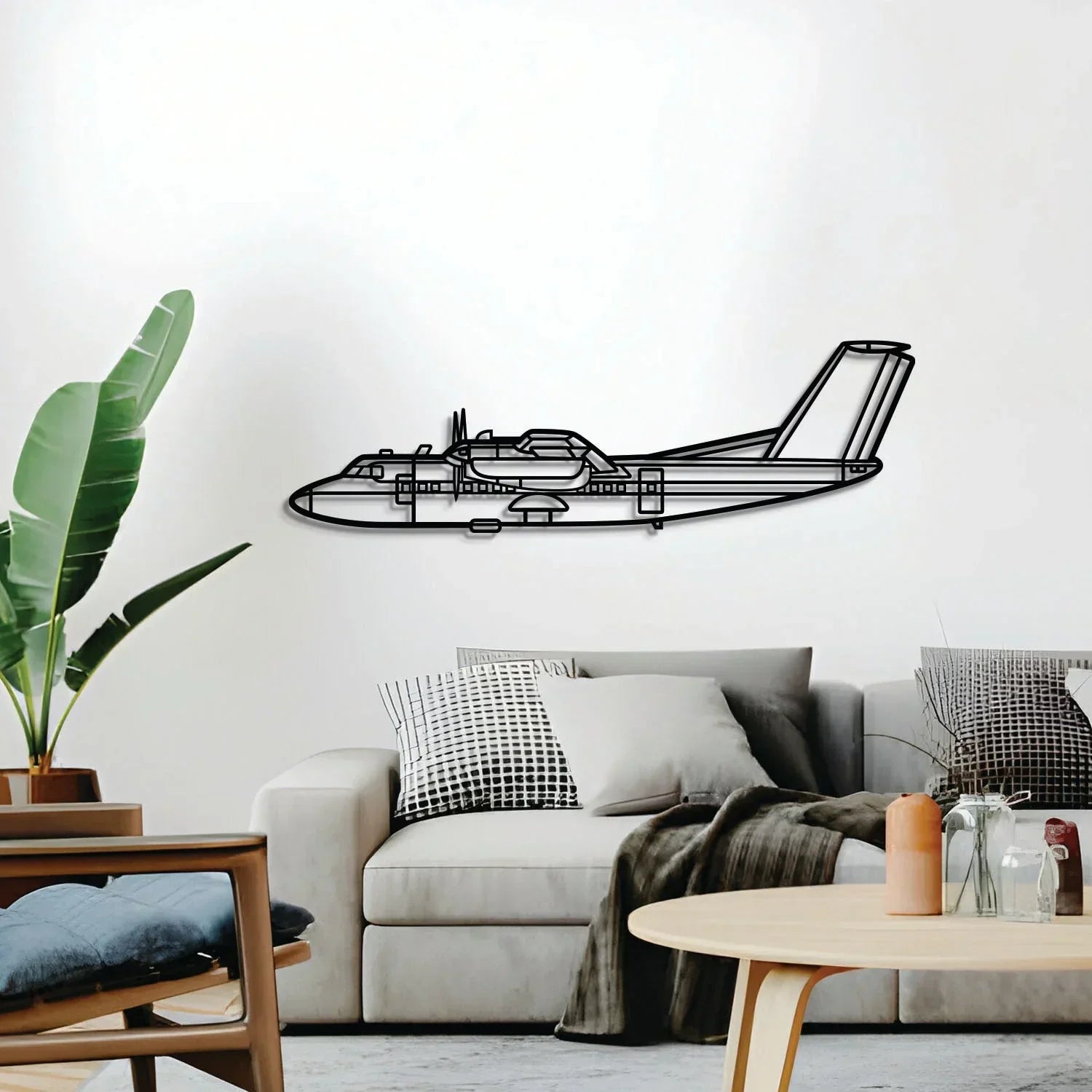 Dhc-7 Metal Aircraft Wall Art - Ncp0550, back view - House Of Avana
