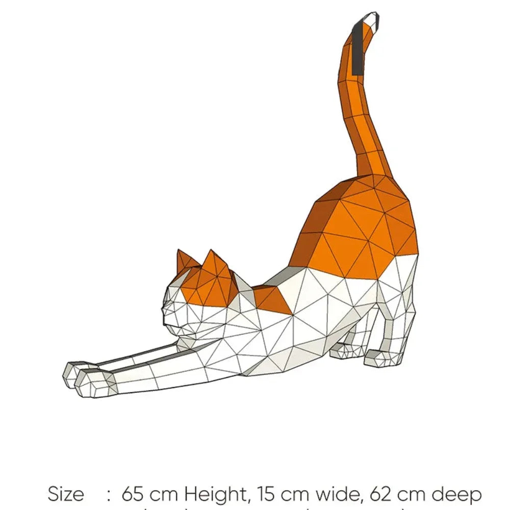 DIY Origami Stretched Cat Paper Model - House Of Avana