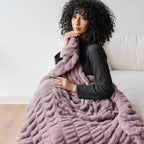 DOUBLE RUCHED FAUX FUR THROW BLANKETS