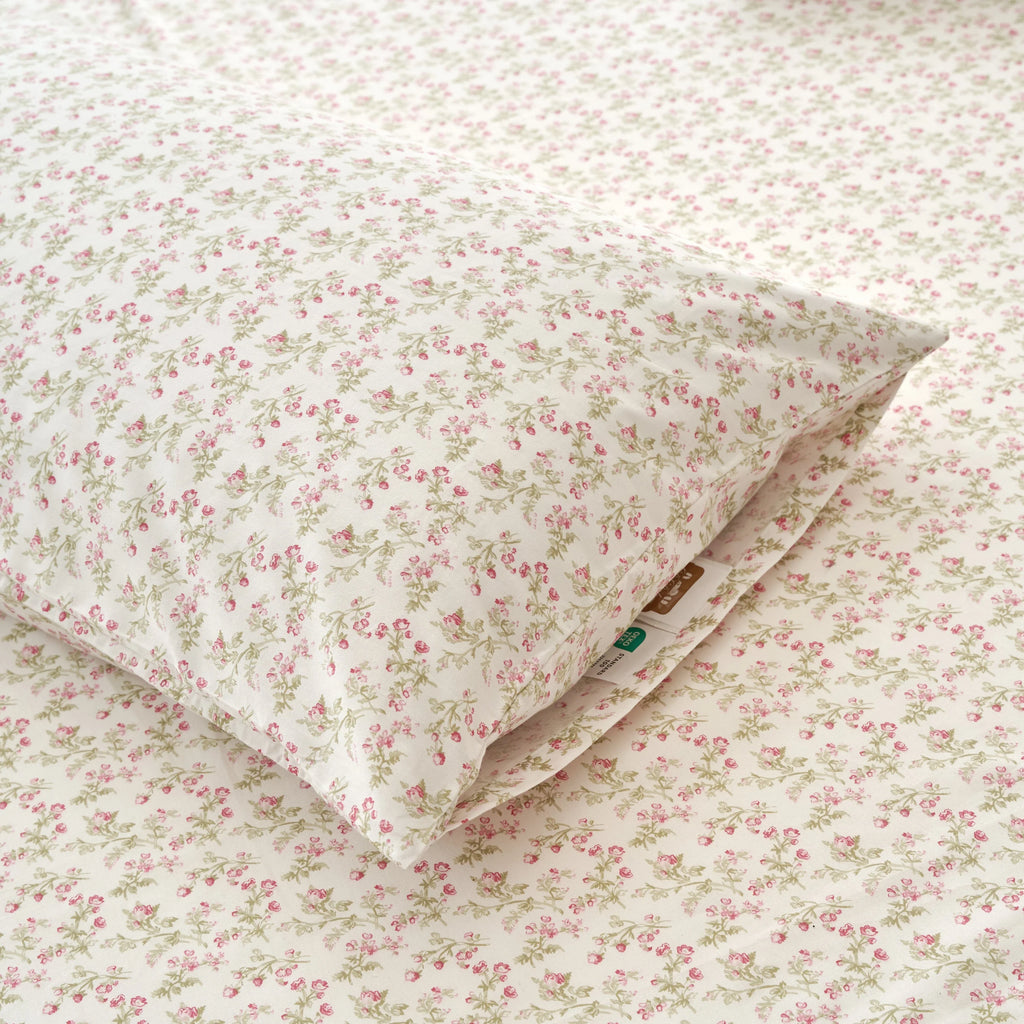 DaDa Bedding Collection Romantic Coquette Sheet Set - 100% Cotton [ Poplin Cotton ] Floral Fitted & Flat Sheets with Pillowcases - Deep Pocket Design - Soft, Breathable, Wrinkle-Resistant DaDalogy Bedding Collection