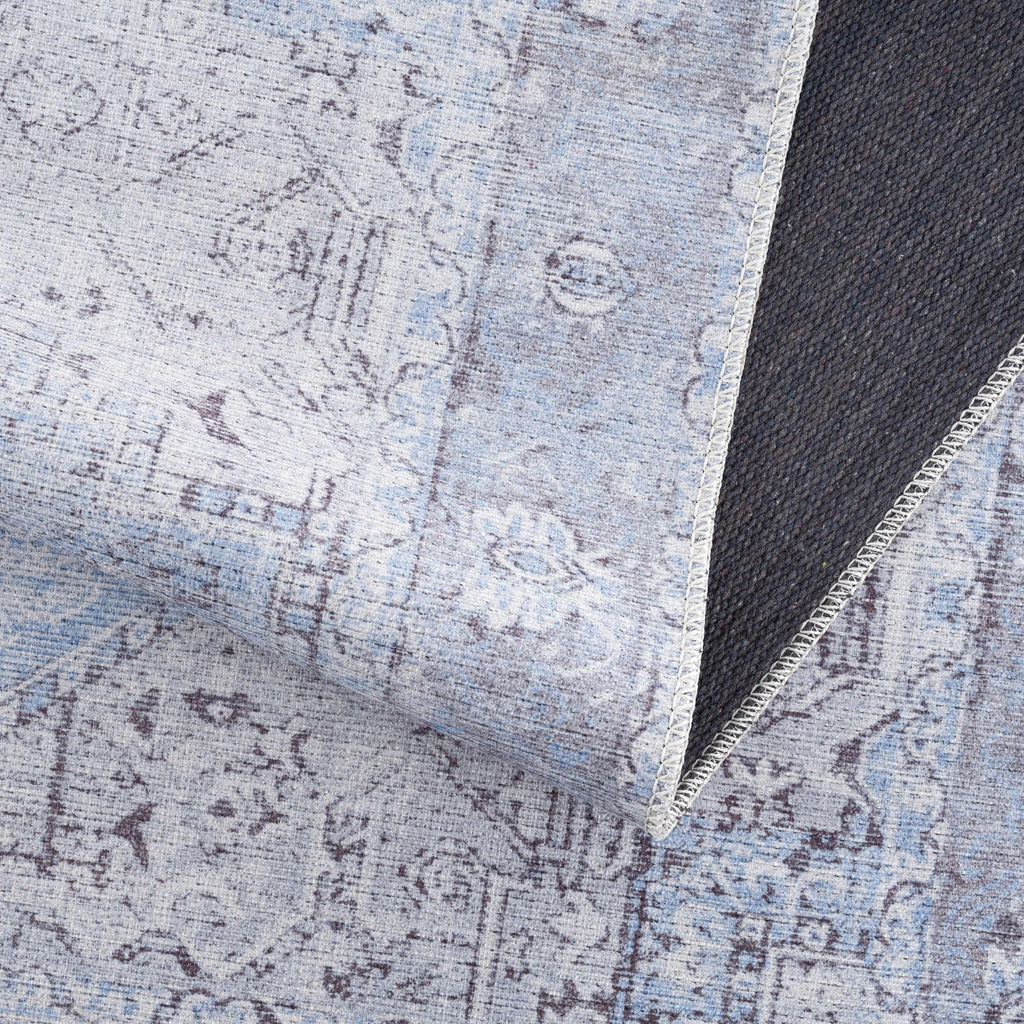 Aqua Rosman Washable Area Rug Hauteloom