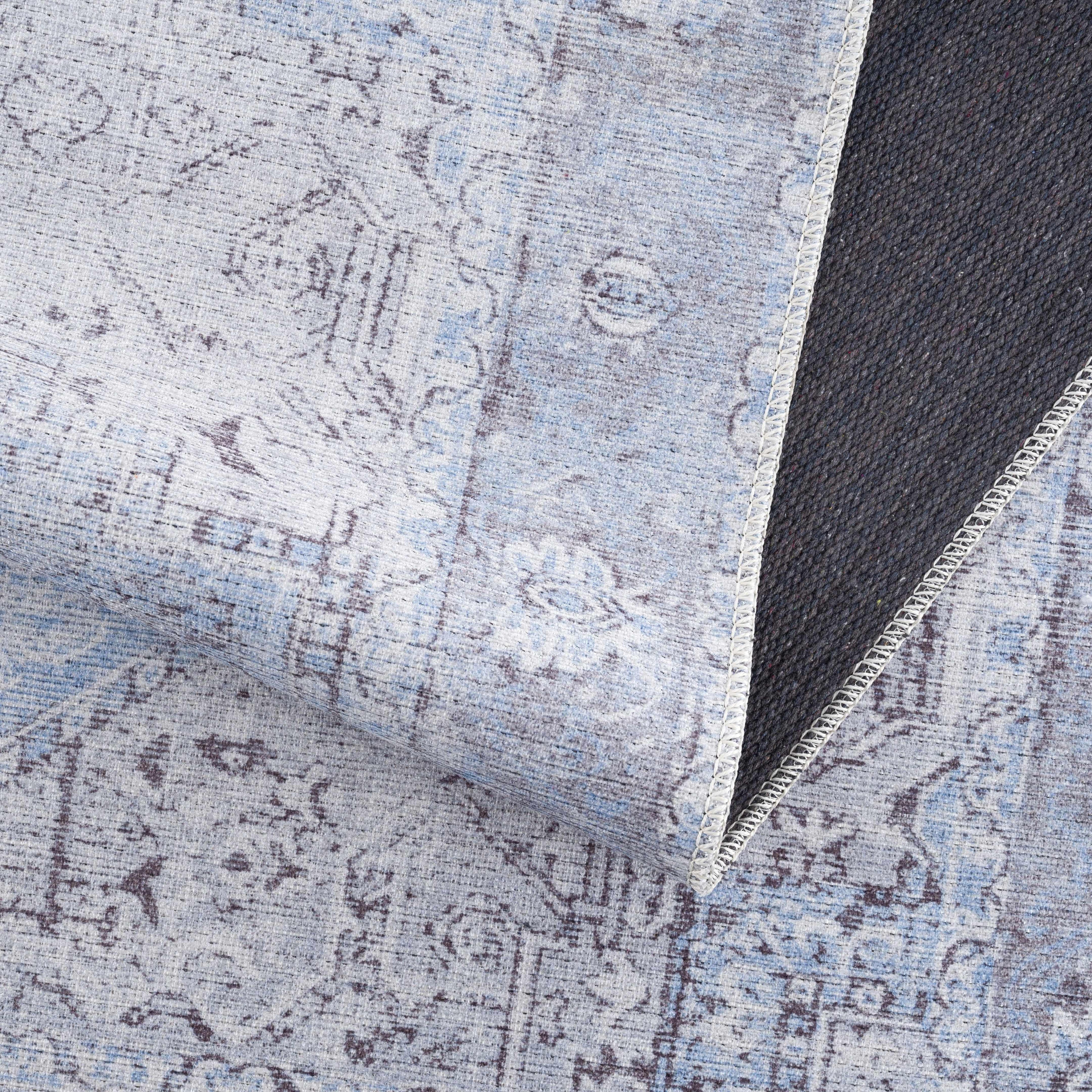 Aqua Rosman Washable Area Rug Hauteloom