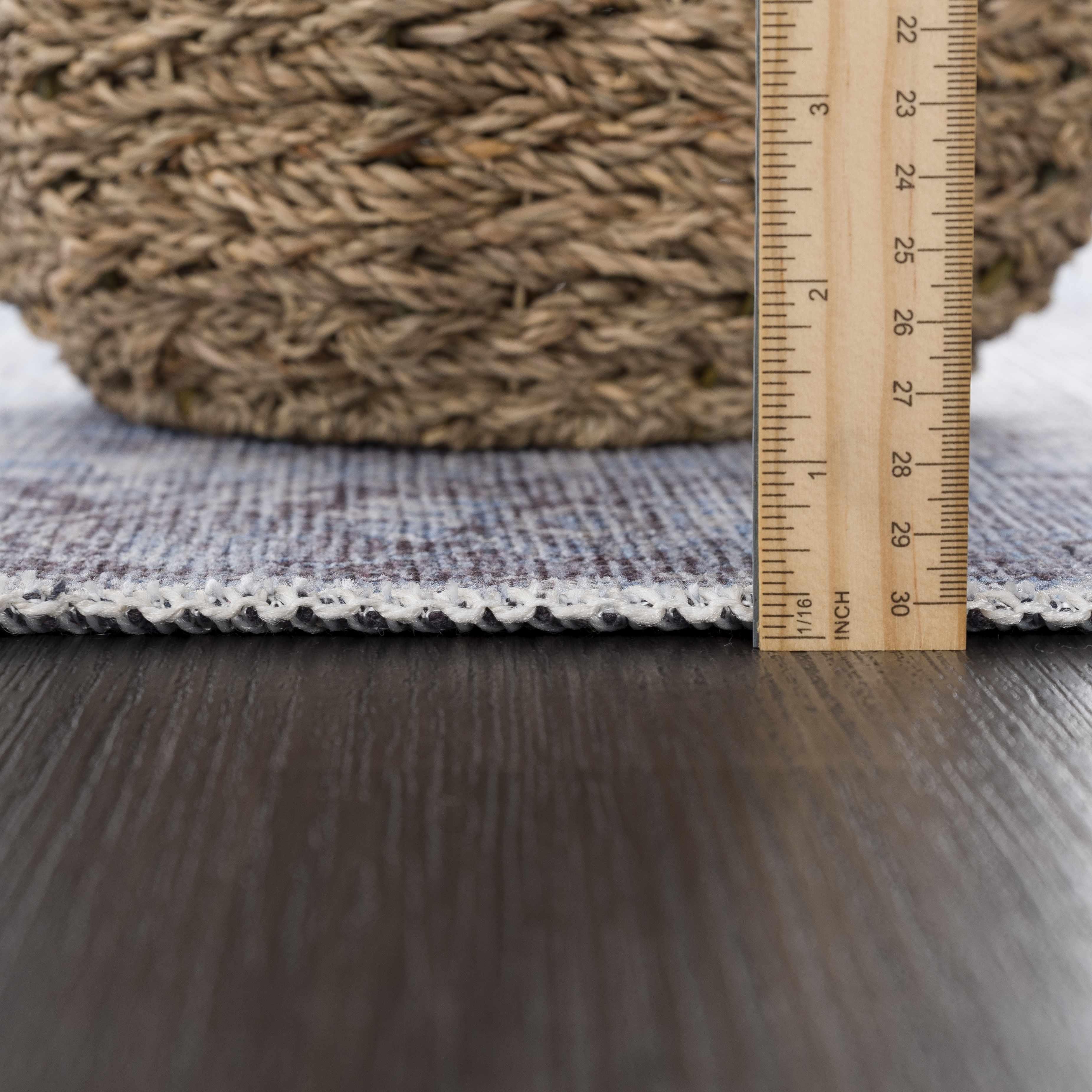 Aqua Rosman Washable Area Rug Hauteloom