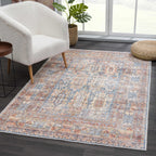 Burnt Orange Holi-2300 Washable Area Rug Hauteloom