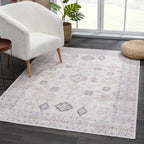 Beige Beckett Vintage Washable Area Rug Hauteloom
