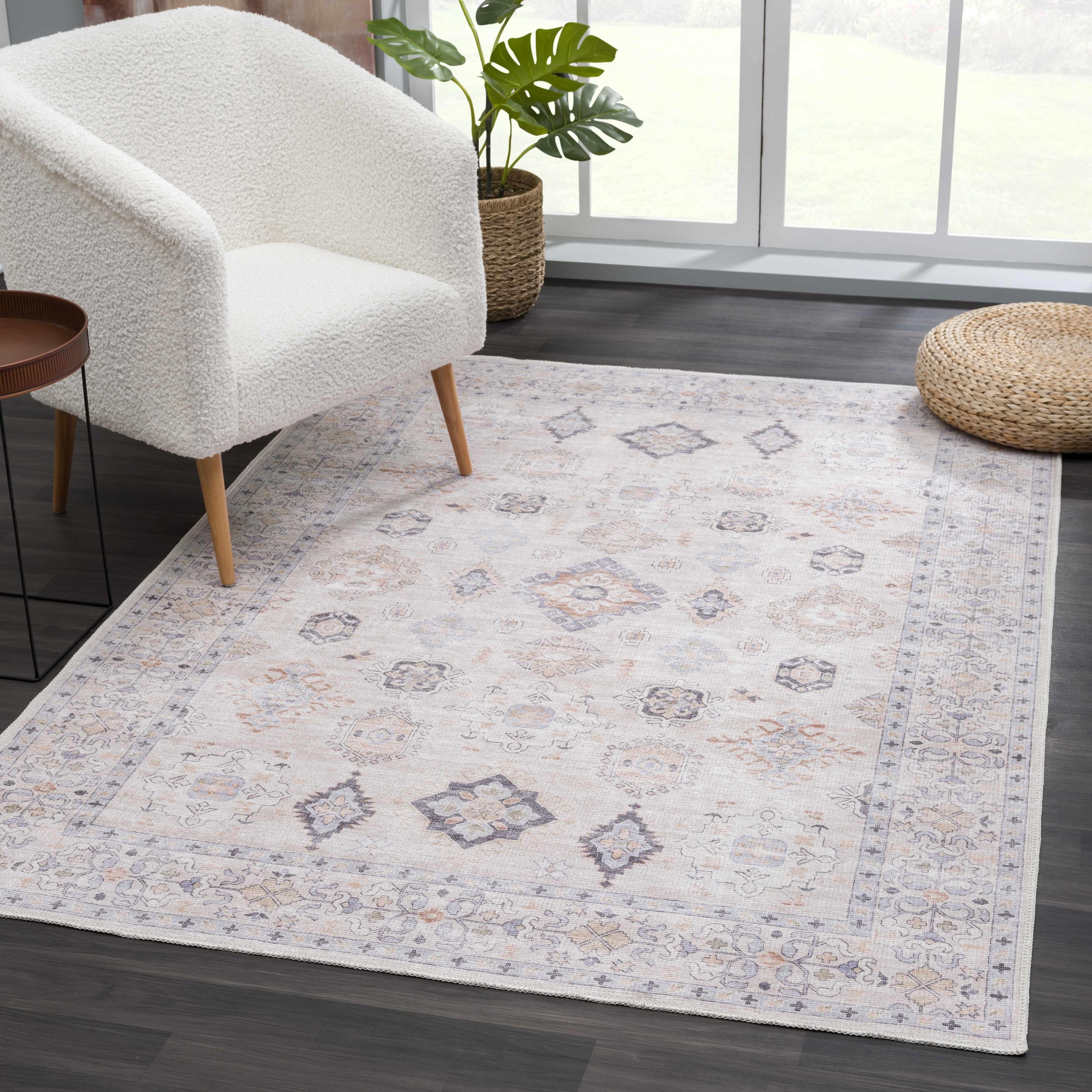 Beige Beckett Vintage Washable Area Rug Hauteloom