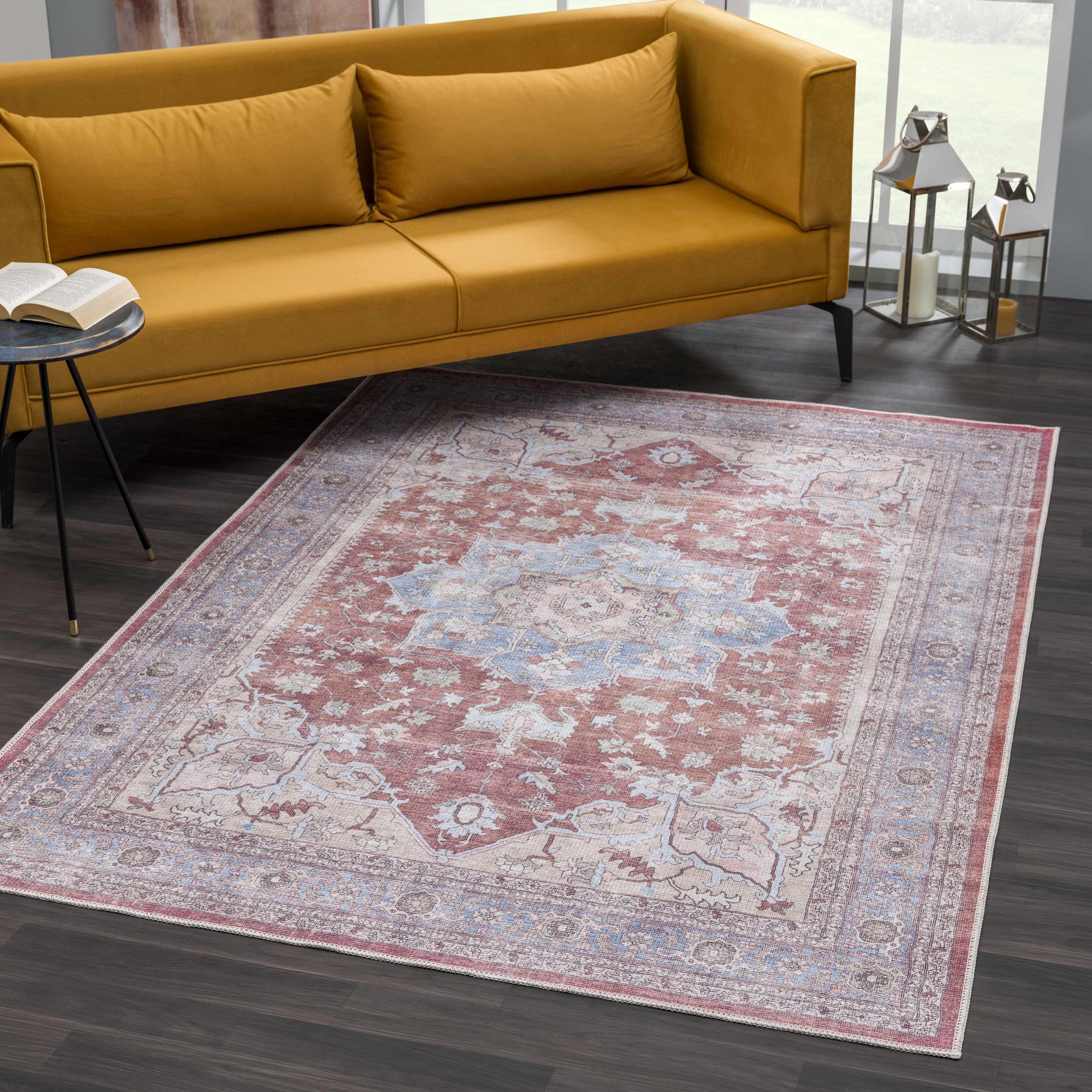 Brown Bagamanoc Medallion Washable Area Rug Hauteloom
