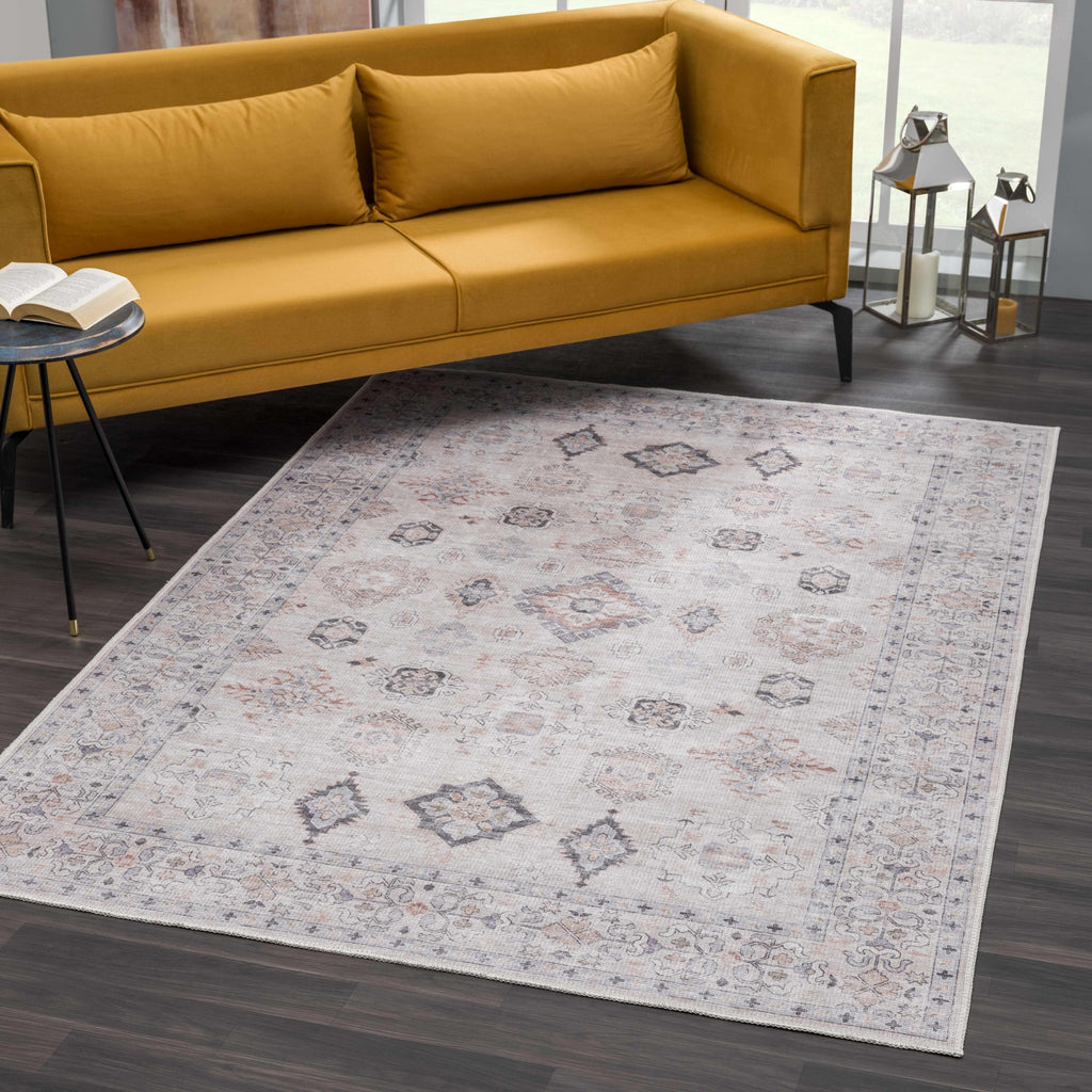 Beige Beckett Vintage Washable Area Rug Hauteloom