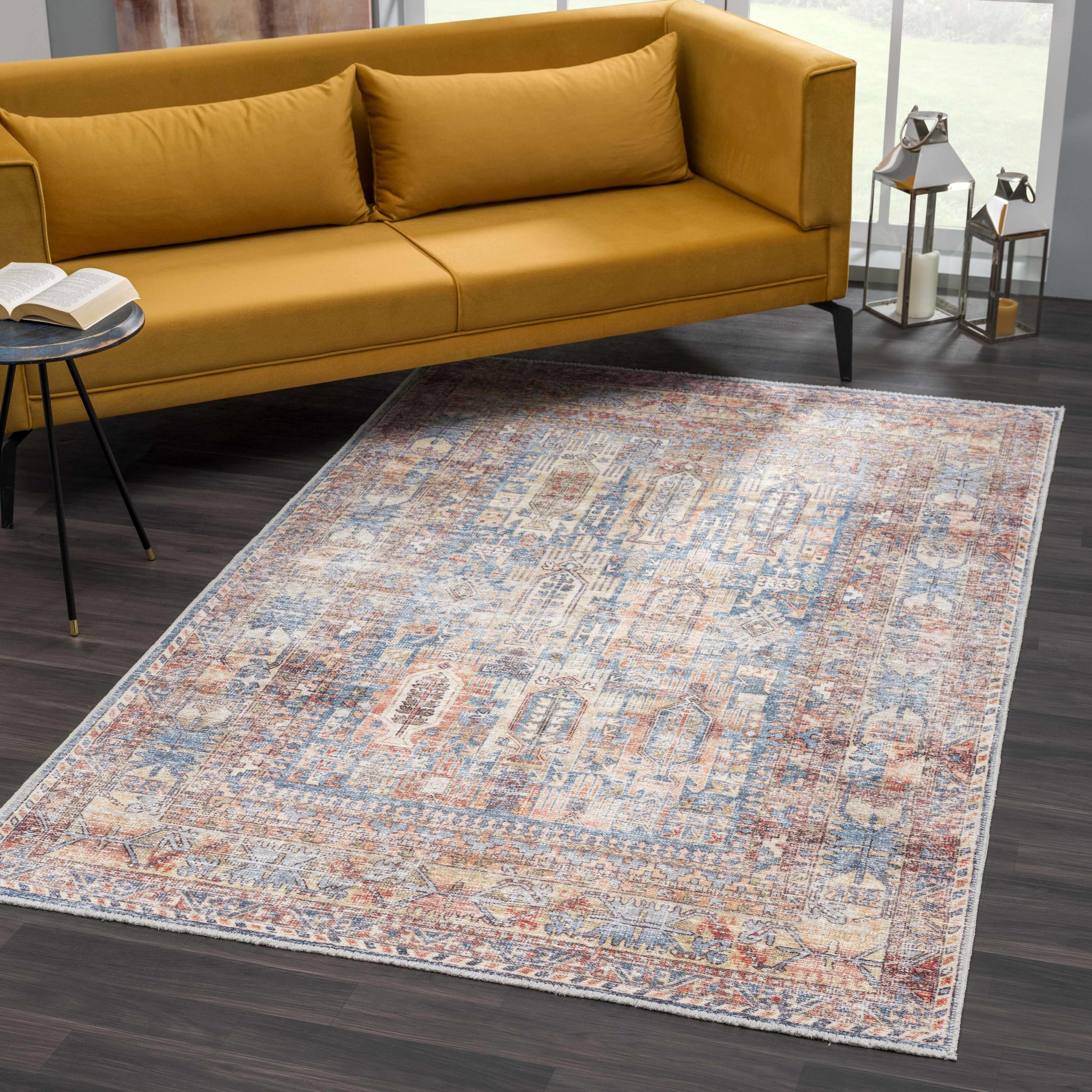 Burnt Orange Holi-2300 Washable Area Rug Hauteloom
