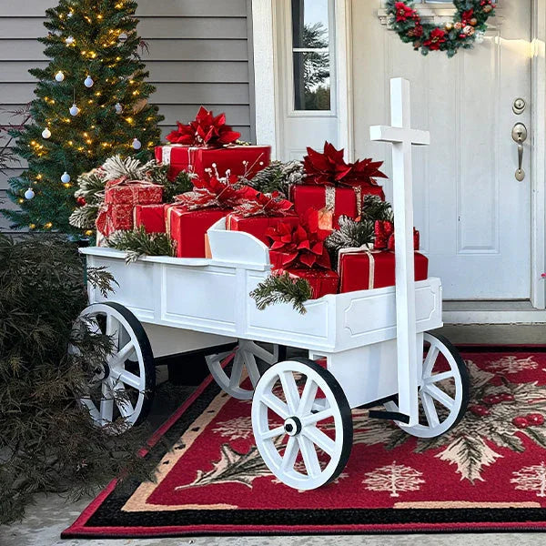 54 Inch Wood and Iron White Display Rolling Cart Decor Steals