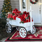 54 Inch Wood and Iron White Display Rolling Cart Decor Steals