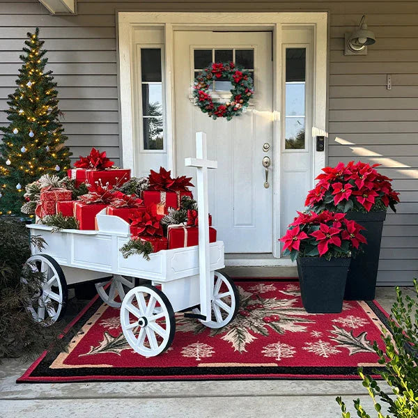 54 Inch Wood and Iron White Display Rolling Cart Decor Steals