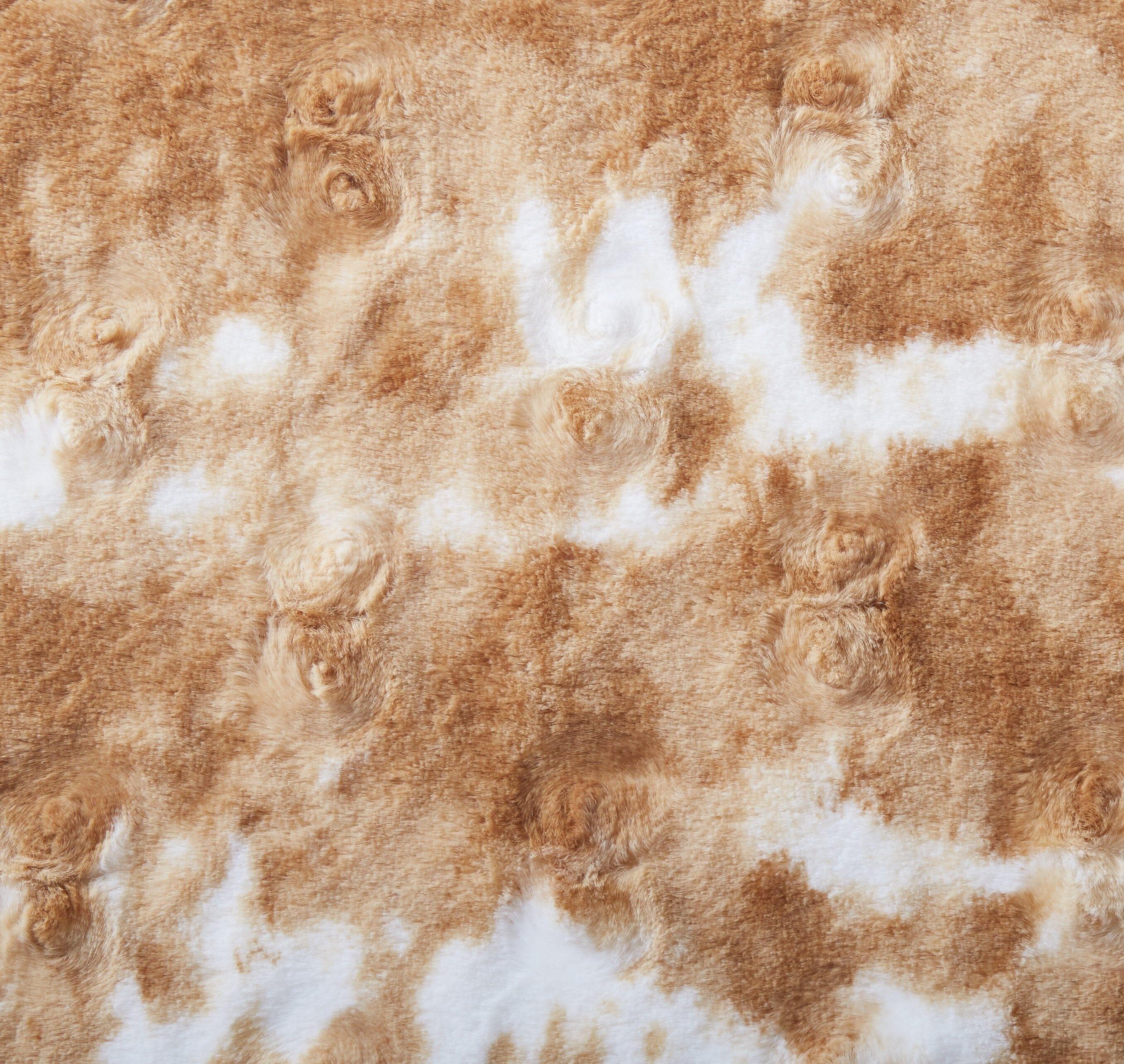 DaDa Bedding Amber Orange Brown & White Cozy Faux Fur Euro Throw Pillow Cover (M3396) DaDalogy Bedding Collection