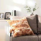 DaDa Bedding Amber Orange Brown & White Cozy Faux Fur Euro Throw Pillow Cover (M3396) DaDalogy Bedding Collection